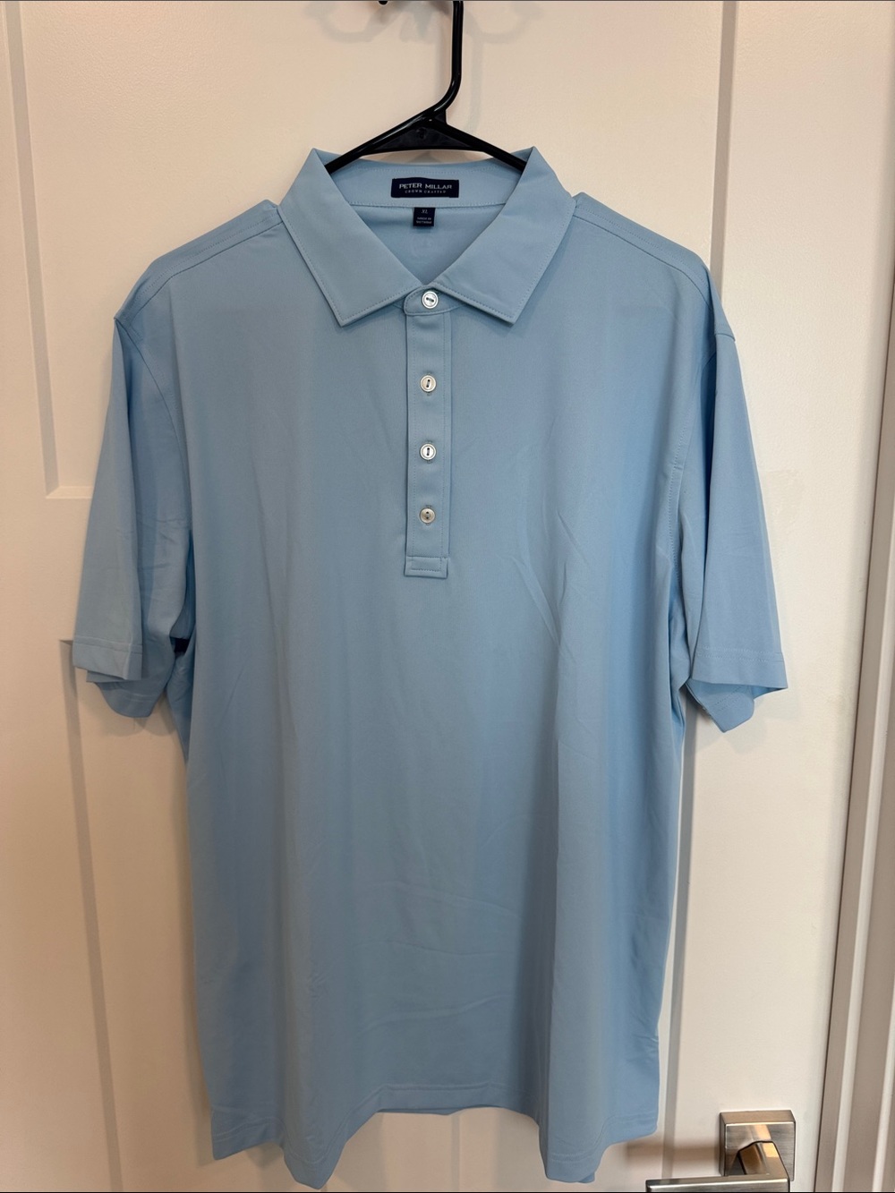 NWOT Peter Millar Crown Crafted Sky Blue Short-Sleeve Performance Polo w/buttons